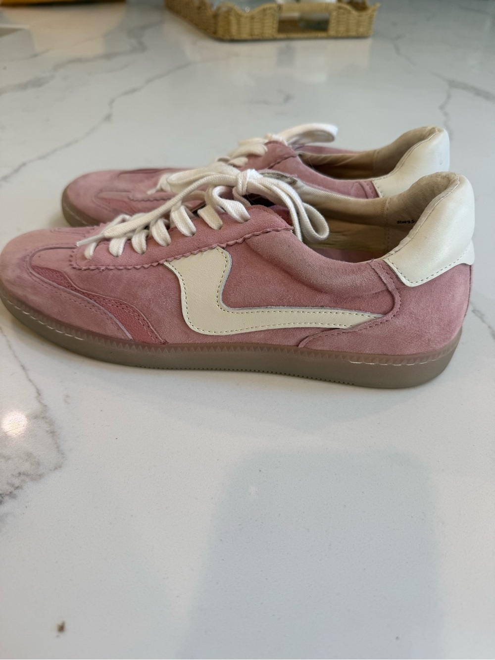 Dolce Vita Pink Suede Low-Top Sneakers with Cream Accents